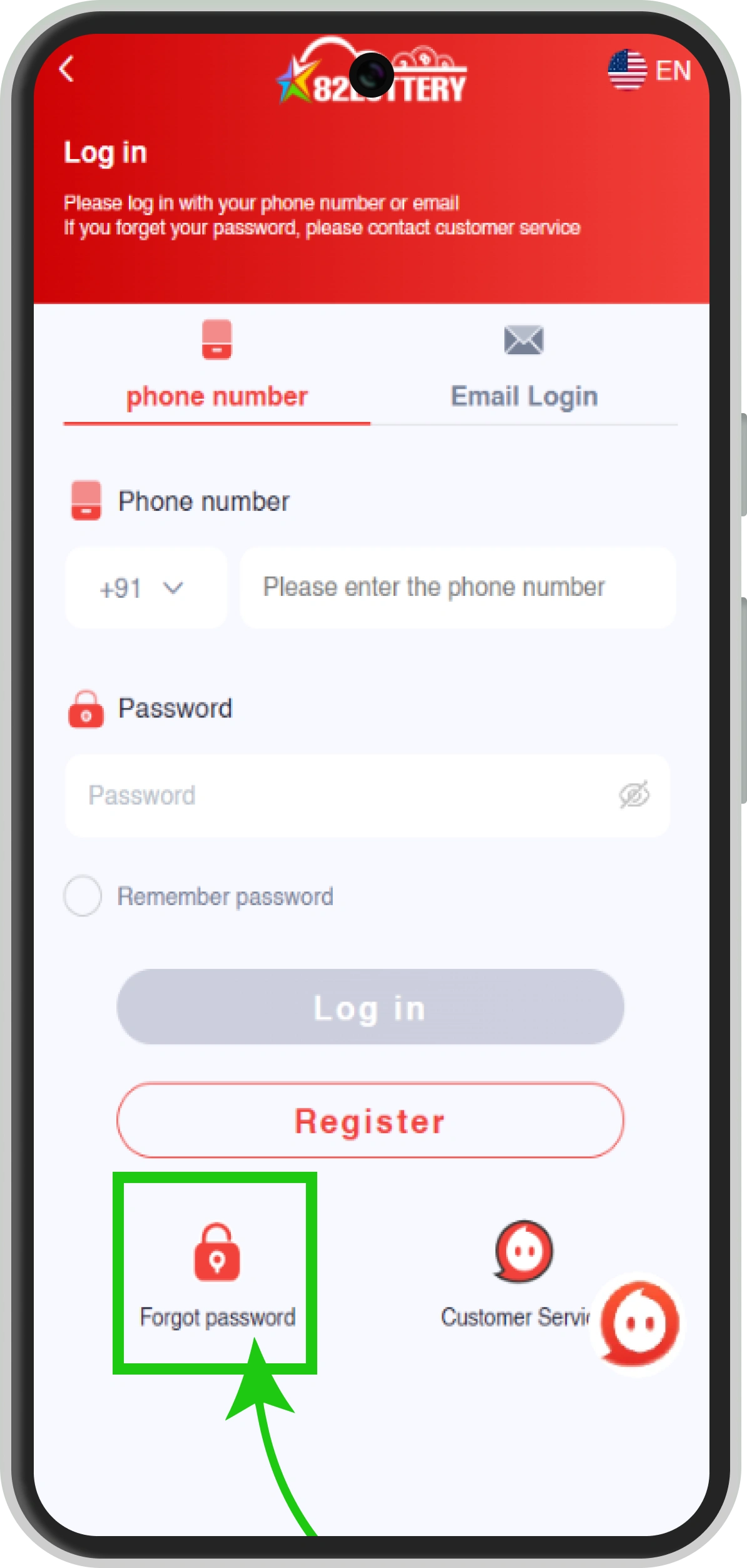 Step 1 — Click Forgot Password