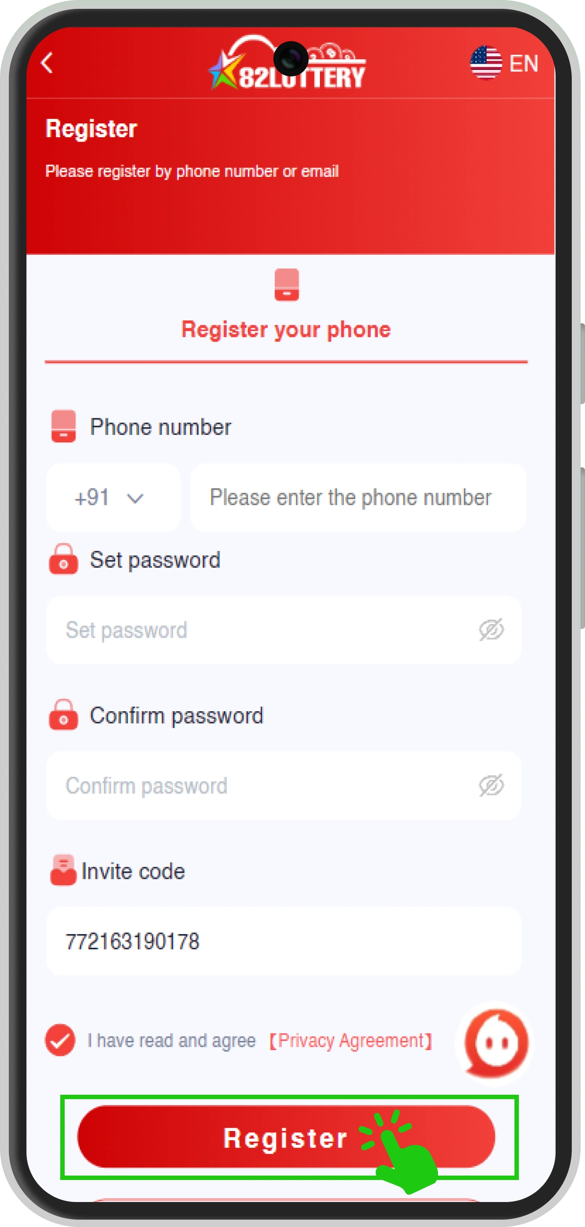 Step 2 — Tap Register